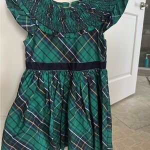 Janie and Jack Green Plaid Dress with Navy Accents
